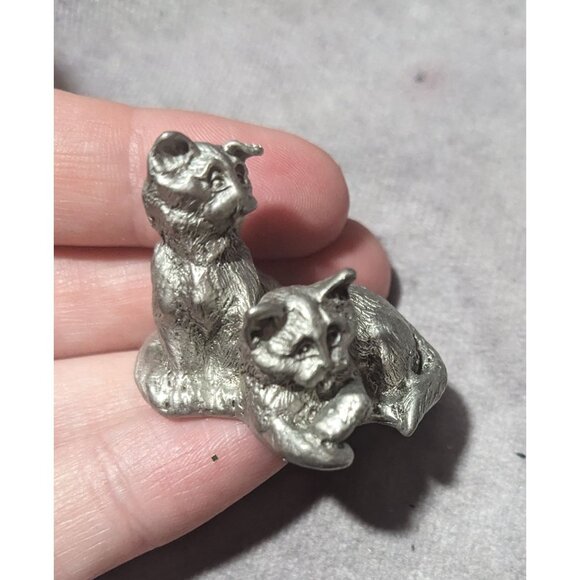 Vintage Miniature Pewter Cat Set (4) - Picture 6 of 7